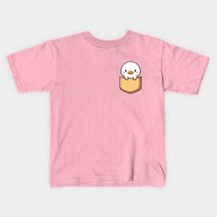 Baby Goose in Pocket Cute Kawaii Peeking Bird Kids T-Shirt